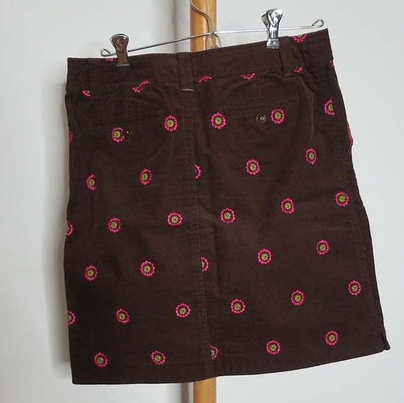 Lilly Pulitzer Embroidered Corduroy Floral Skirt Brown Pink Size 2 - Picture 2 of 5